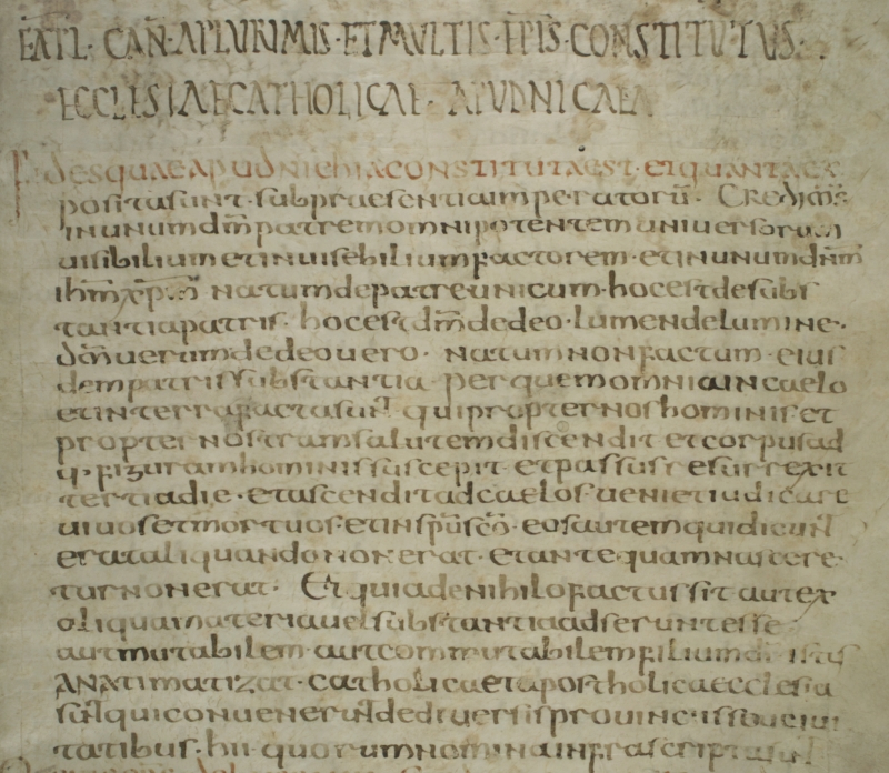 Cod. 212, 12r: Das Glaubensbekenntnis von Nizäa