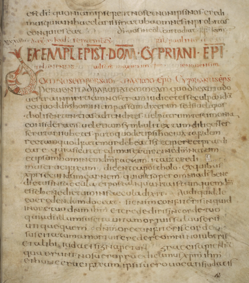 Cod. 212, 113r: Delphin als Zierinitiale D