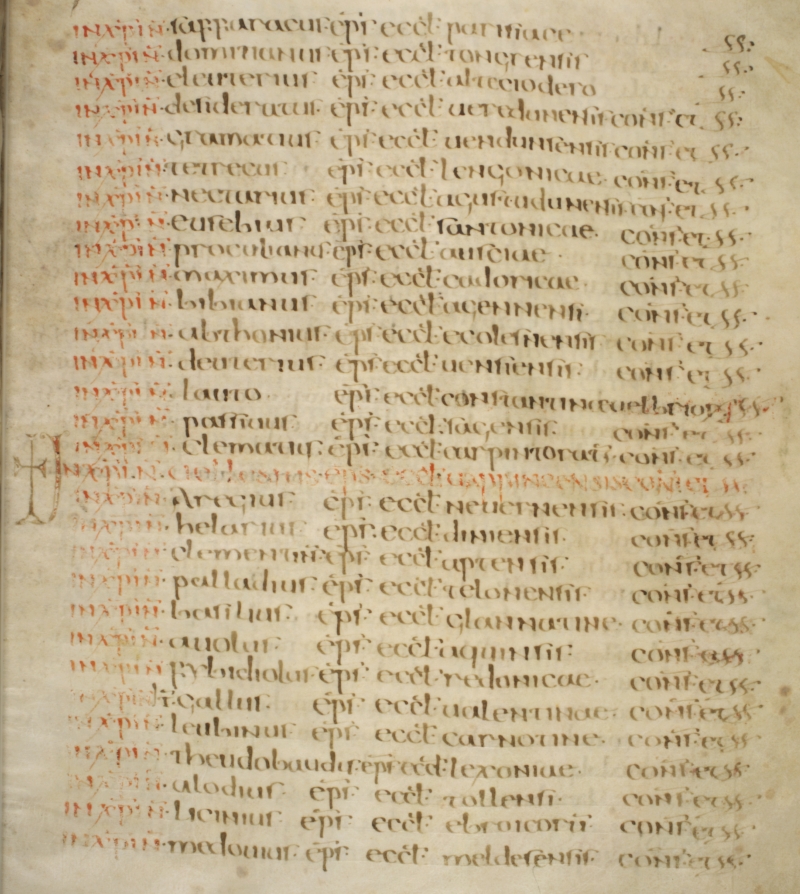 Cod. 212, 121r: Memorialeintrag für Bischof Valesius von Gap