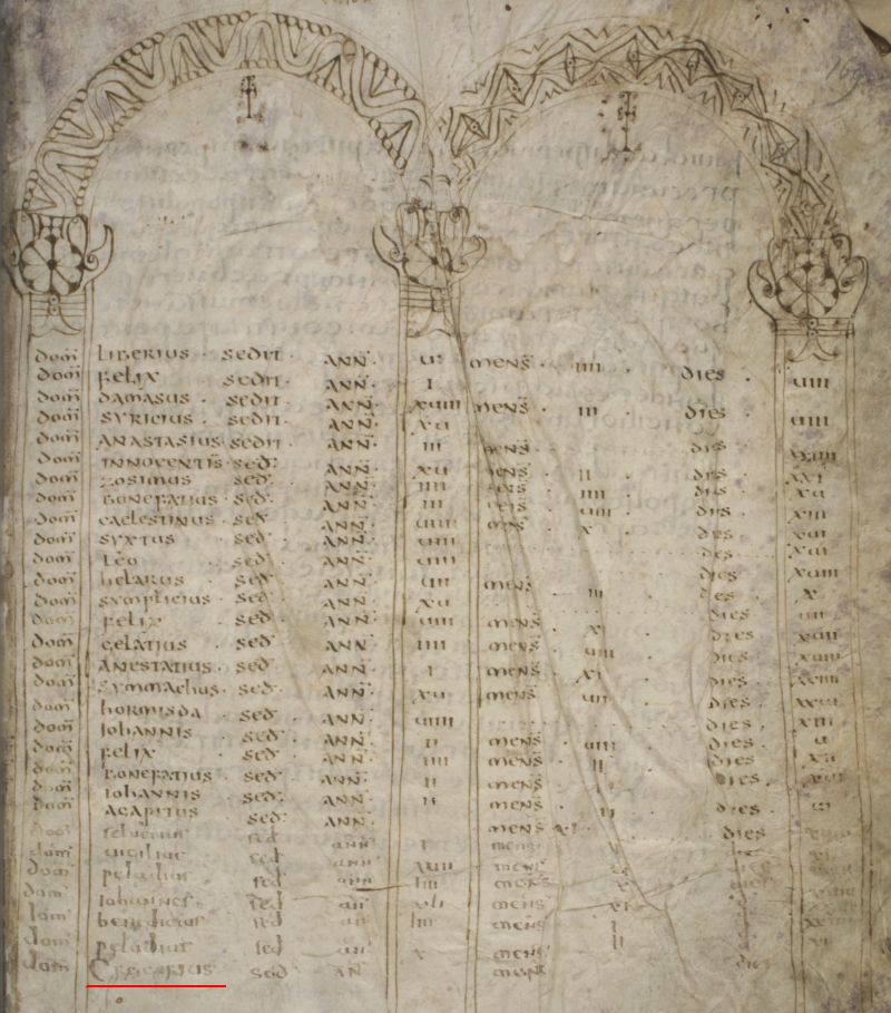 Cod. 212, 169r: Papstliste mit Gregor dem Großen am Ende